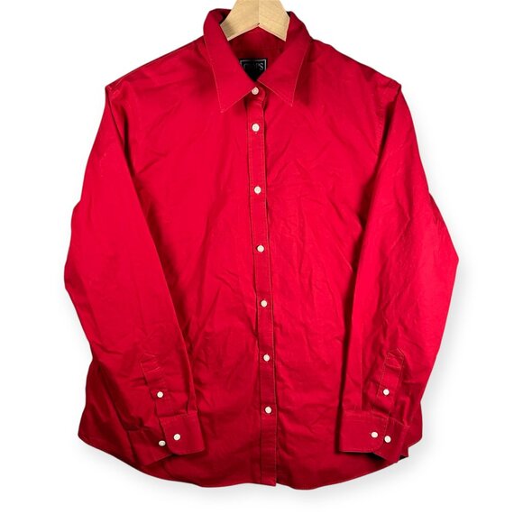 Chaps Other - Chaps Men’s 1X Button Down Shirt Red Long Sleeve 100% Cotton No Iron Classic Fit